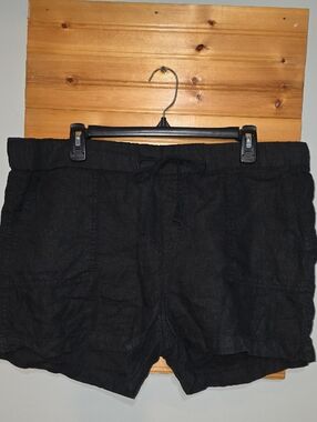 Caslon Black Drawstring Linen Shorts Large